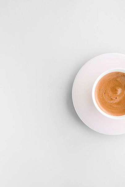 Cup of hot french coffee as breakfast drink, flatlay cups on whi - Foto, Imagem