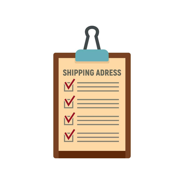 Clipboard shipping address icon, flat style - Vector, Image