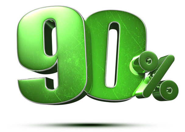 90 por ciento de representación 3D verde sobre fondo blanco. (con ruta de recorte
). - Foto, imagen