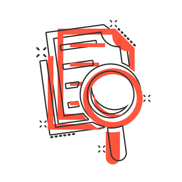 Scrutiny document plan icon in comic style. Review statement vec - Vector, Image