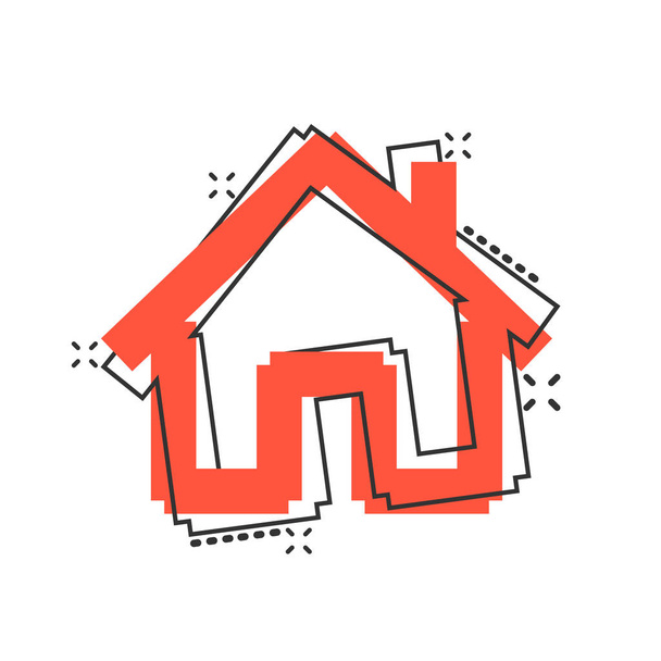 House building icon in comic style. Home apartment vector cartoo - Vector, Image