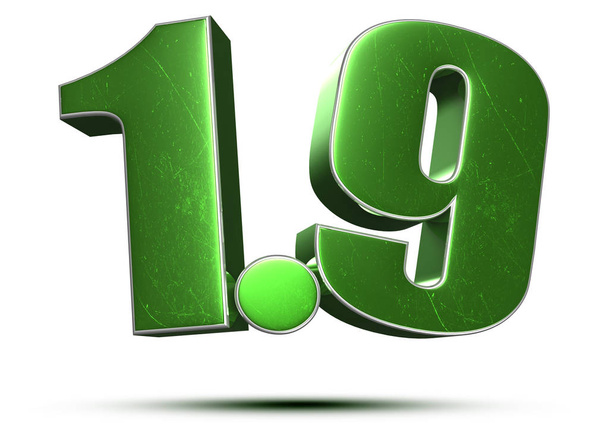 Números 1.9 representación 3d verde sobre fondo blanco. (con ruta de recorte
). - Foto, Imagen