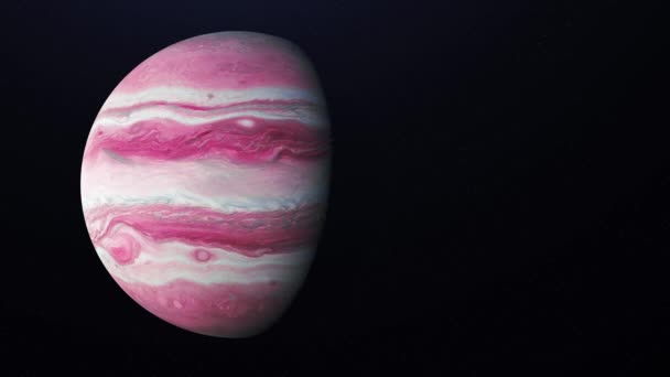 Animação abstrata do planeta gigante gasoso Júpiter girando no espaço com estrelas no fundo. Animação. Revolução completa do planeta em torno de seu eixo
. - Filmagem, Vídeo