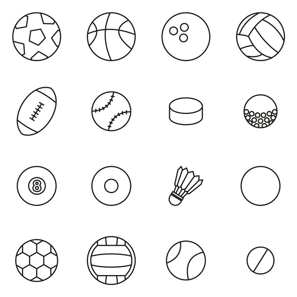 Ball or Ball Sports Icons Thin Line Vector Illustration Set - Вектор,изображение
