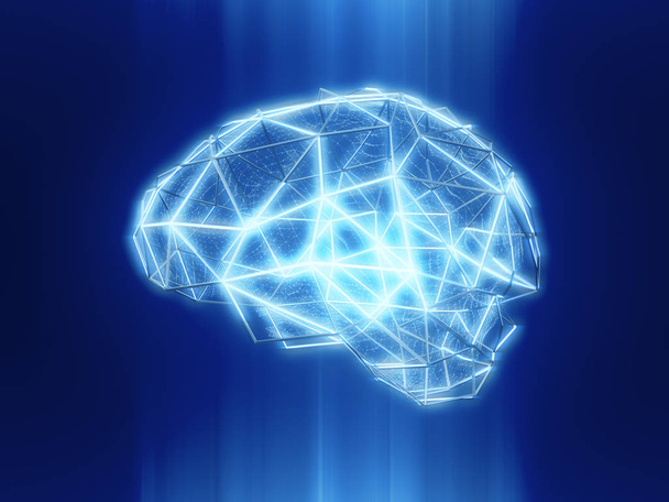 Абстрактний людський мозок з точок і ліній. Полігональний дизайн мозку.3D візуалізація
 - Фото, зображення