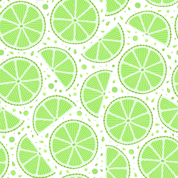  Fruit background. Lime slices pattern. - Vector, afbeelding