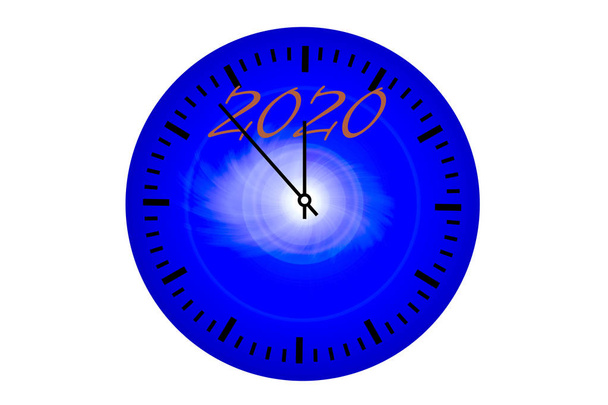 Novoroční hodiny se šipkami a nápisem 2020 na ciferníku - Fotografie, Obrázek
