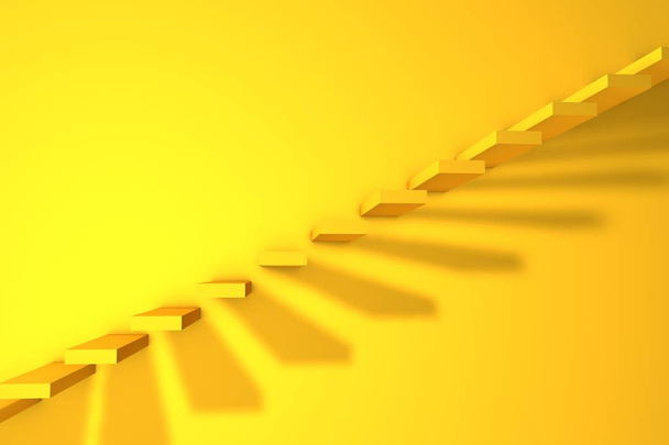 3d illustration. Ladder on yellow wall background. Business concept. - Photo, Image