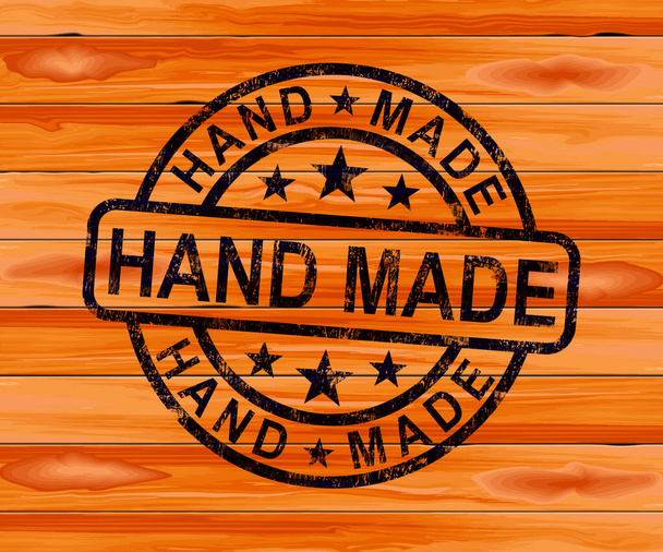 Handmade stamp means products crafted by an artisan - 3d illustr - Photo, Image