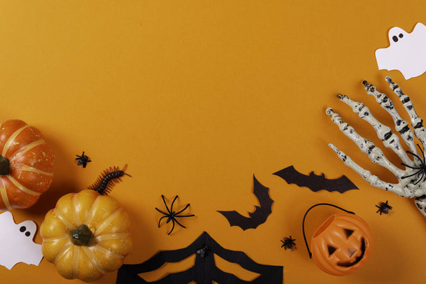 Halloween and decoration concept. Collection of halloween party objects. - Фото, зображення