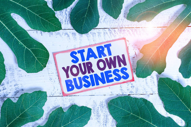 Text sign showing Start Your Own Business. Conceptual photo Entrepreneurial Venture a Startup Enter into Trade. - Photo, Image