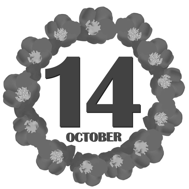 Október 14, naptári nap. Illusztráció. - Fotó, kép
