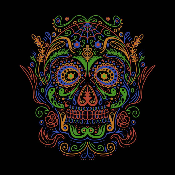 Ζάχαρη Skull διακόσμηση πολύχρωμο διάνυσμα εικονογράφηση για την εταιρεία ή το εμπορικό σήμα σας - Διάνυσμα, εικόνα