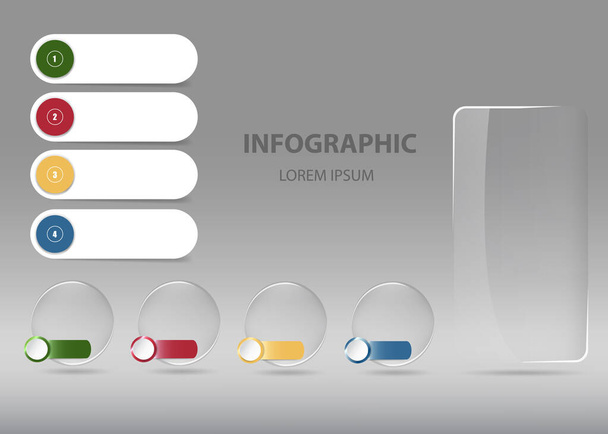 infografischer Vektor transparenter und weißer Etikettenformen - Vektor, Bild