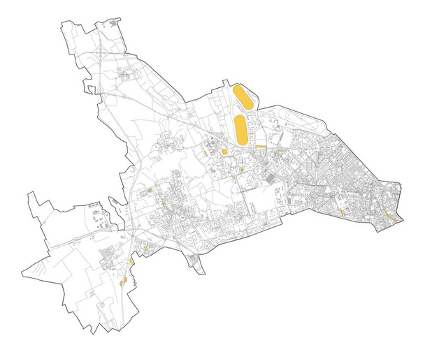 Mapa de satélite de Milão, ruas e construção da área número 7, municípios número sete. Lombardia. Itália
 - Vetor, Imagem
