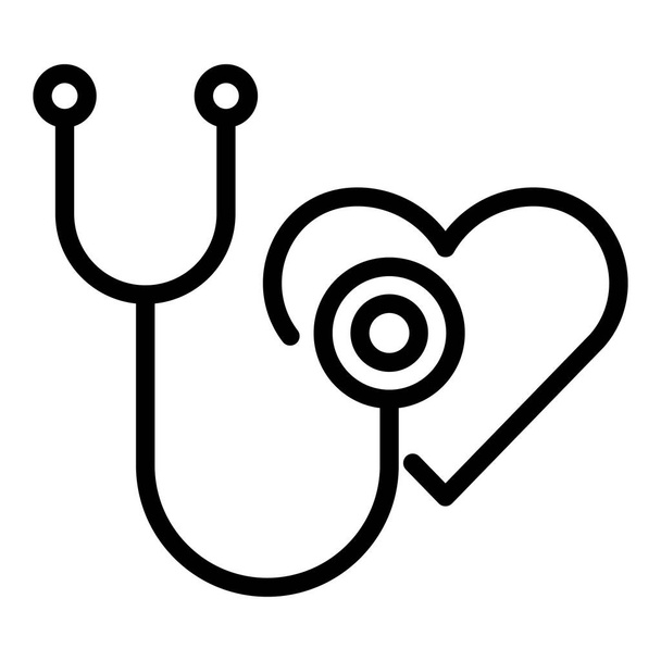 Stethoscope and heart icon, outline style - ベクター画像