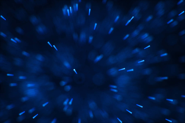 Flujo y partículas brillantes con fondo oscuro, representación 3d
 - Foto, imagen