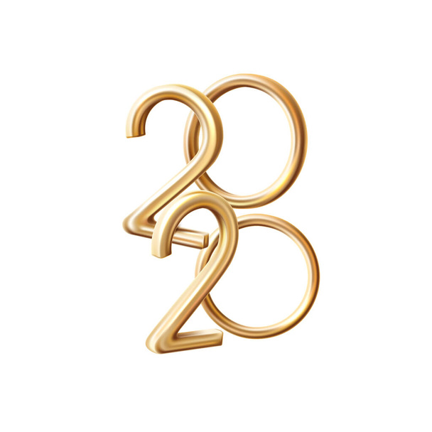 Vector 2020 new year holiday 3d golden numbers - Vettoriali, immagini