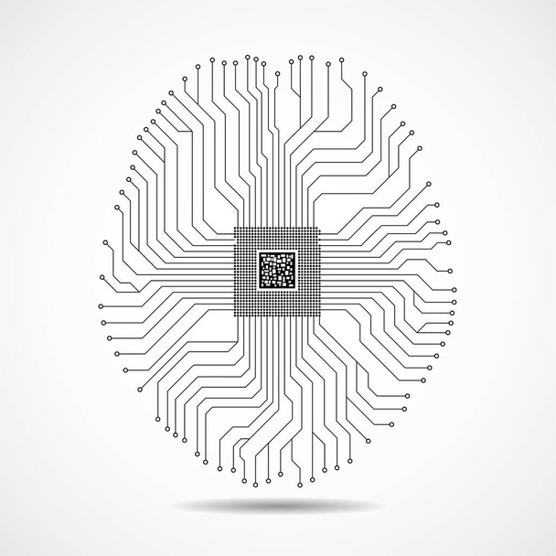 Cerveau technologique abstrait, intelligence artificielle avec cpu, circuit imprimé
 - Vecteur, image