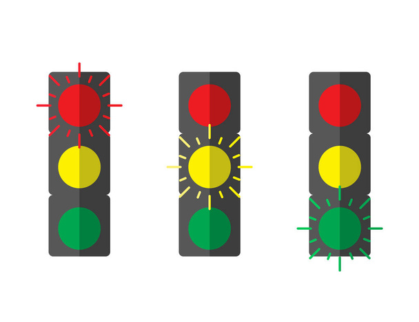 set közlekedési lámpa színe ikon lapos stílusban, vektor - Vektor, kép