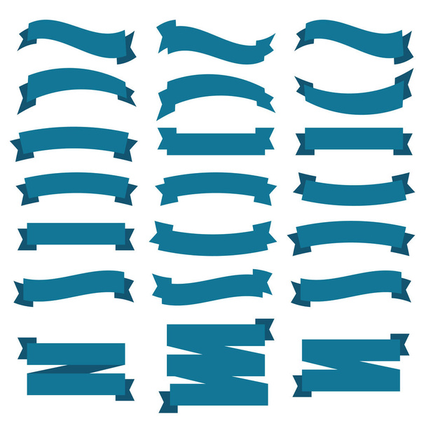 Navy blue ribbons vector. Flat blue ribbon banner background - Vector, Image