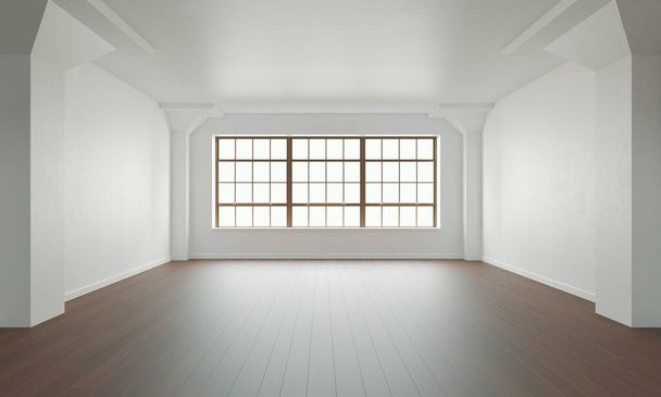 Marco interior de pared clásico y moderno con parquet, habitación vacía, renderizado 3d
 - Foto, imagen