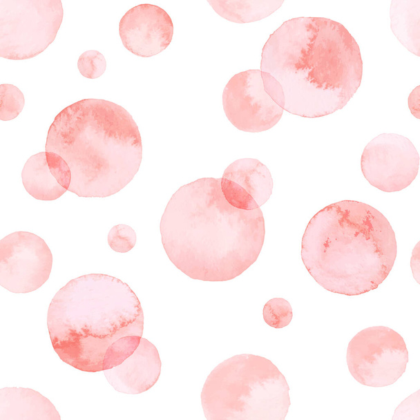 Watercolor pink bubbles seamless pattern. Vector abstract background. - ベクター画像