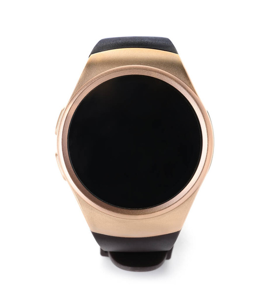 Trendy smart watch on white background, top view - Foto, Imagen