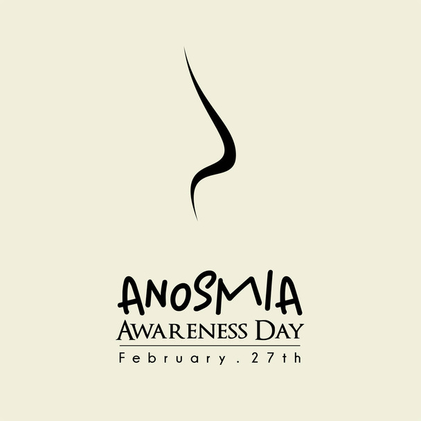 Anosmia Día de conciencia el 27 de febrero con la línea de la nariz de dibujos animados Concepto de diseño
 - Vector, Imagen