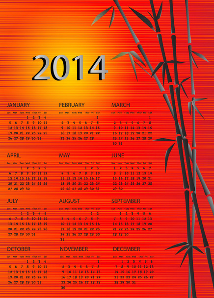 中国のカレンダー 2014 赤い絹 - 写真・画像