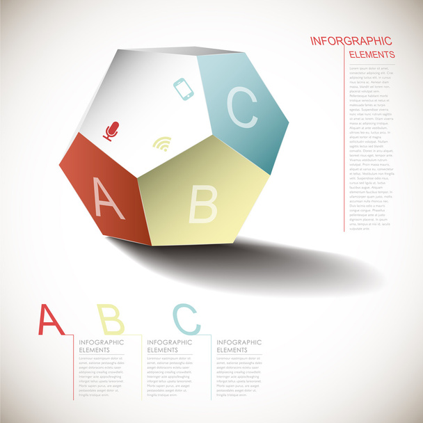 Vector abstract dimensional pentagon infographics - Vector, Image