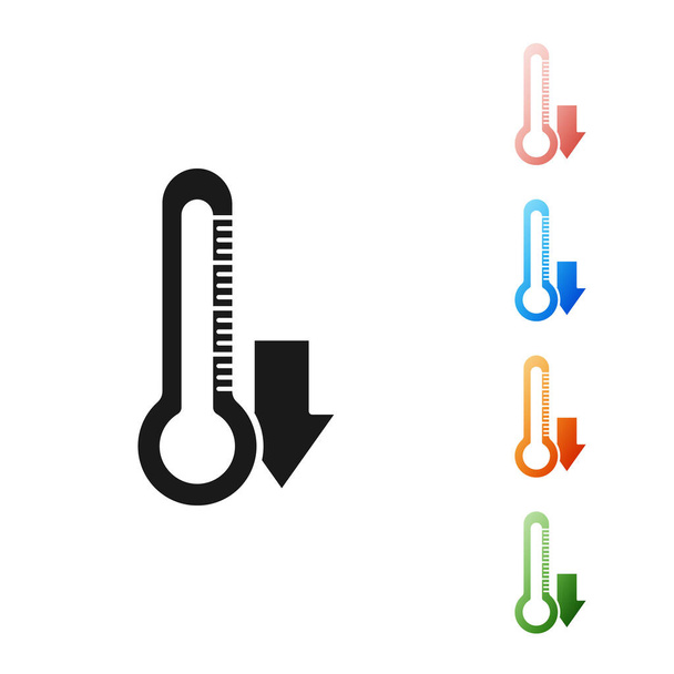 Icono del termómetro negro aislado sobre fondo blanco. Establecer iconos de colores. Ilustración vectorial
 - Vector, imagen