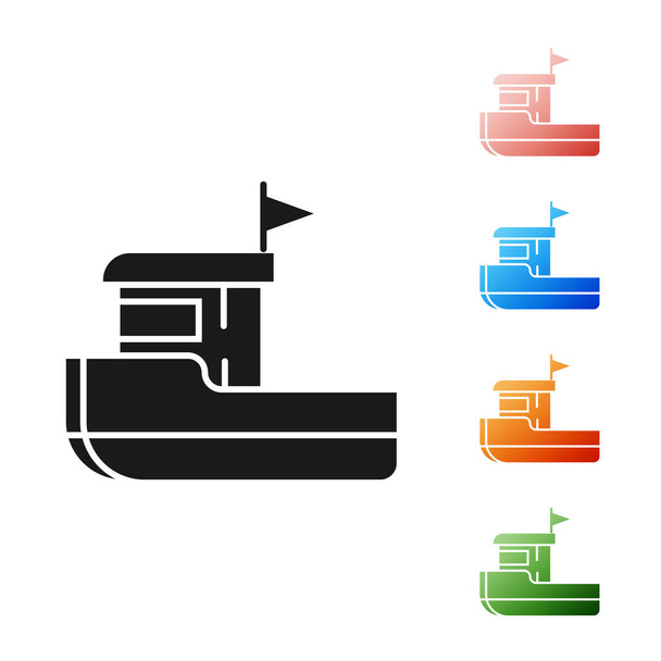 Black Fishing boat icon isolated on white background. Set icons colorful. Vector Illustration - Vector, Image