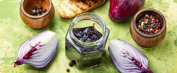 Onion jam or onion confiture - Foto, afbeelding