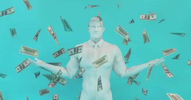 Könnyű pénz és készpénz boldog üzletemberrel - Felvétel, videó