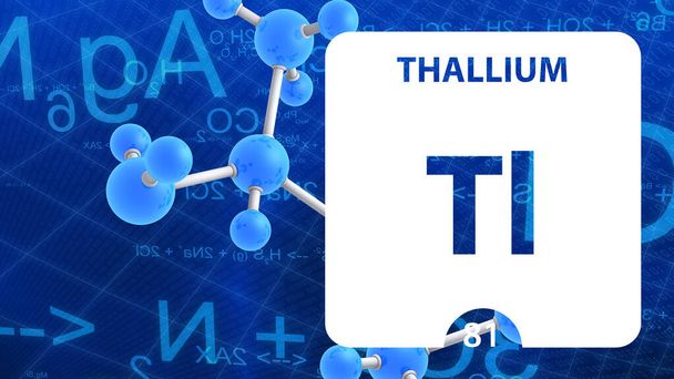 Thallium Tl, znak chemického prvku. 3D vykreslování izolované na whi - Fotografie, Obrázek