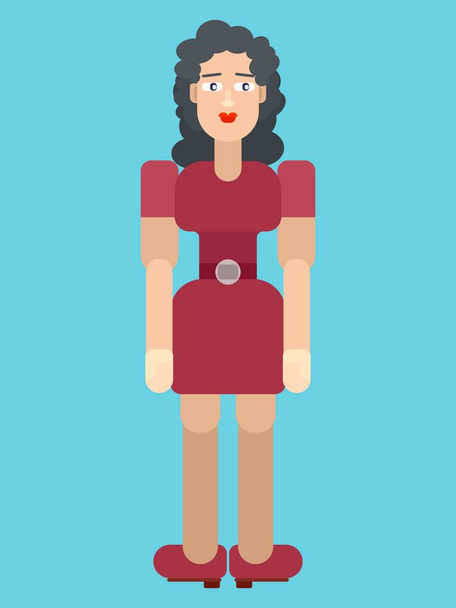 vrouw in claret jurk platte tekening stijl - Foto, afbeelding