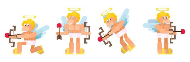 flat funny cupid set in different poses - Photo, Image