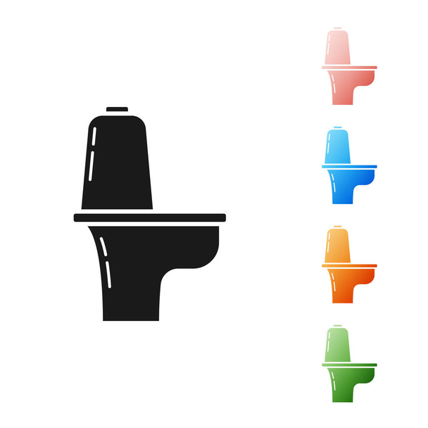 schwarzes Symbol der Toilettenschüssel isoliert auf weißem Hintergrund. setzen Symbole bunt. Vektorillustration - Vektor, Bild