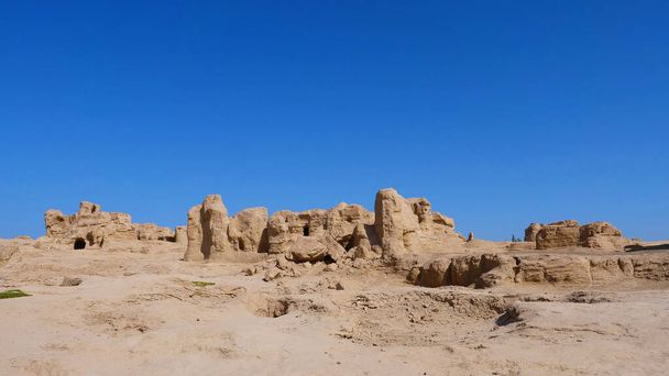 Landscape view of the Ruins of Jiaohe Lying in Xinjiang Province - Photo, Image