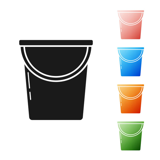 Black Bucket icon isolated on white background. Set icons colorful. Vector Illustration - ベクター画像