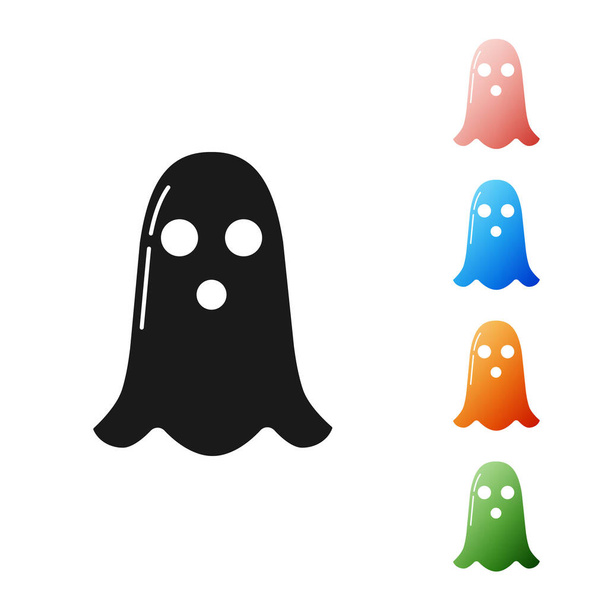 Icono de fantasma negro aislado sobre fondo blanco. Feliz fiesta de Halloween. Establecer iconos de colores. Ilustración vectorial
 - Vector, Imagen