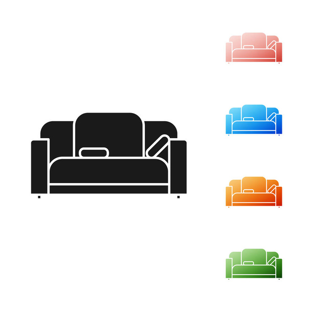 Ікона Black Sofa ізольована на білому тлі. Розфарбуйте ікони. Векторний приклад - Вектор, зображення