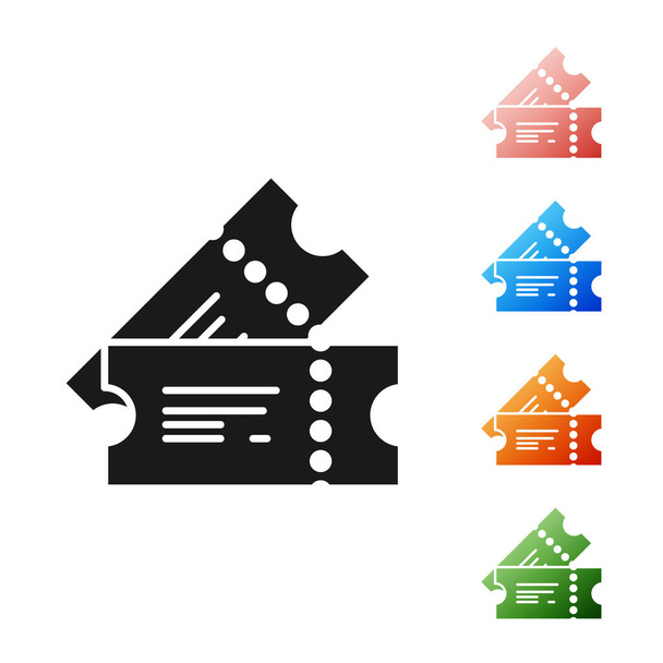 Zwarte Cinema ticket icoon geïsoleerd op witte achtergrond. Stel pictogrammen kleurrijk. Vector Illustratie - Vector, afbeelding