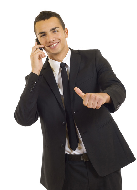Happy businessman showing thumb up - Foto, afbeelding