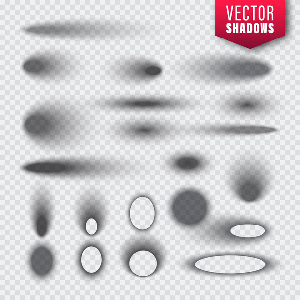 Vector schaduwen ingesteld op transparante achtergrond. Realistische geïsoleerde schaduw. Vector illustratie. - Vector, afbeelding