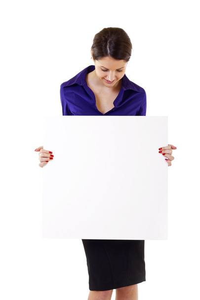 Young woman holding blank sign - Fotografie, Obrázek