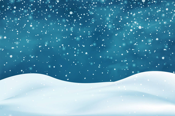 Реалістичні снігопади. Зима сніжний абстрактний фон. Заморожений пейзаж зі сніжними шапками. Прикраси на Різдво або на Новий рік. Векторні ілюстрації
. - Вектор, зображення