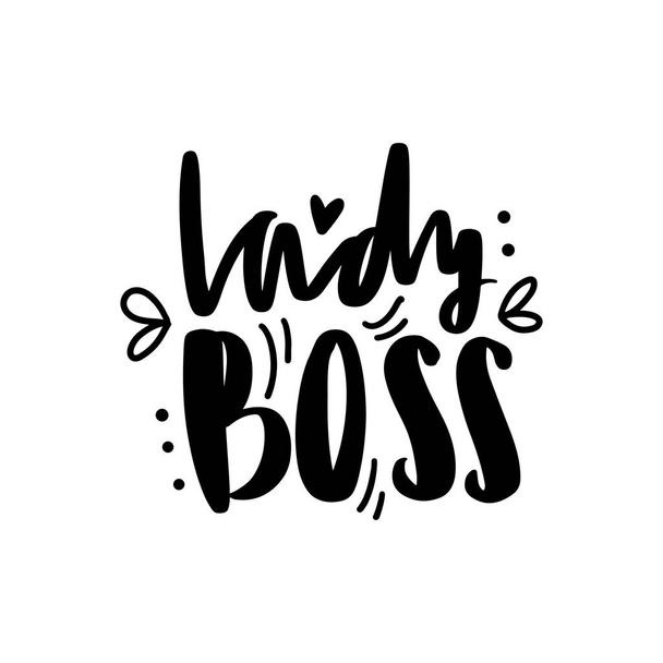 Lady Boss Vector poster. Brush calligraphy. Feminism slogan with Handwritting lettering. - Vector, imagen