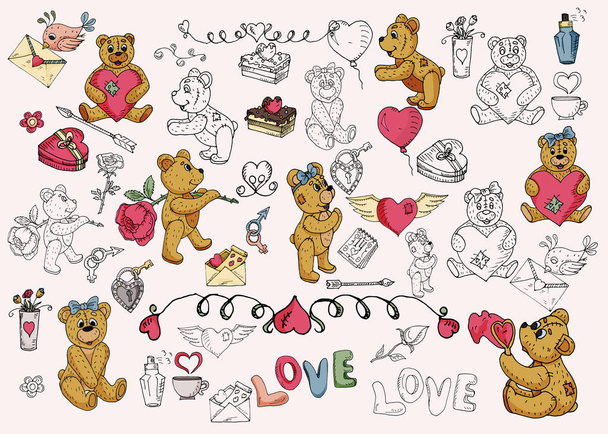 un ensemble énorme de dessins d'ours et d'éléments festifs sur le thème de
 - Vecteur, image